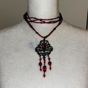 Red baroque choker